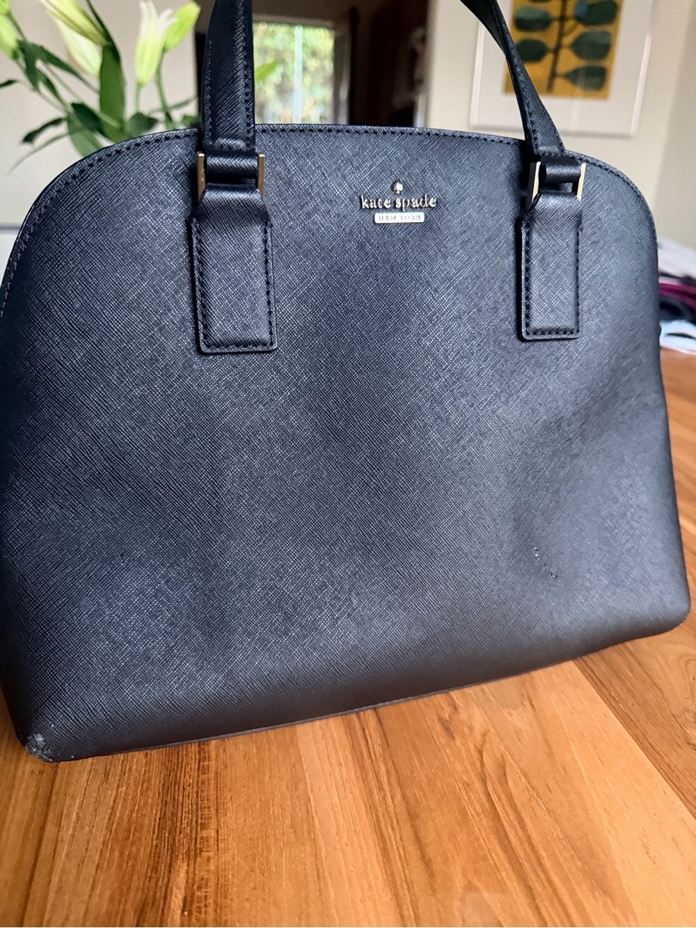 kate spade black saffiano dome crossbody satchel